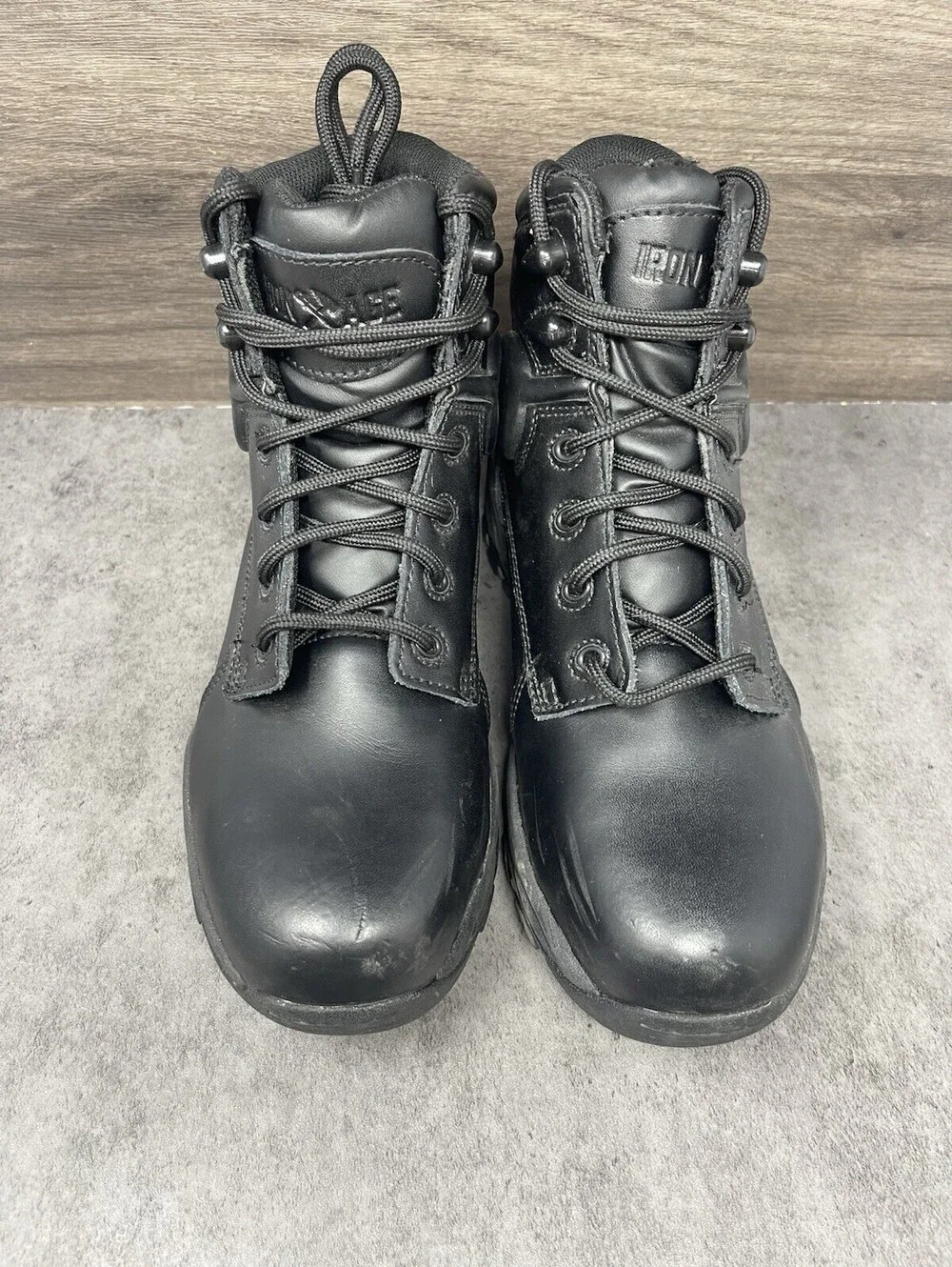 Iron Age Men’s Black Steel Toe EH SR Leather Work Boots Size 7.5 Tactical Safety